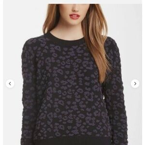 Rebecca Taylor - Leopard Pattern Black and Blue Pullover Sweater. Size S
